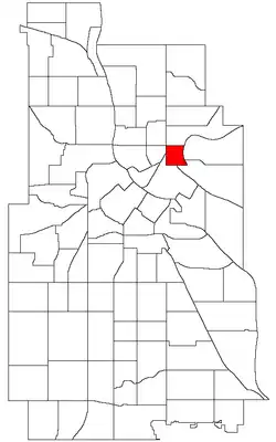 Location of Beltrami within the U.S. city of Minneapolis
