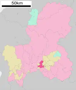 Location of Minokamo in Gifu Prefecture