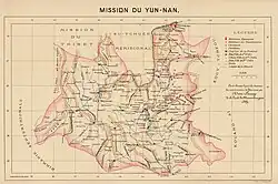 Map of the Yunnan Mission, prepared by Adrien Launay&nbsp;[fr], 1889.