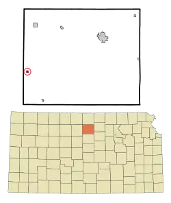 Location within Mitchell County and Kansas