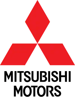 Three red diamonds arranged in a triangular pattern with the words "Mitsubishi Motors" in black beneath