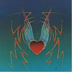 A heart with wings, surrounded by a few wavy lines