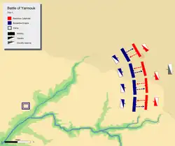 day-1 battle map, showing limited attacks of Byzantine army.
