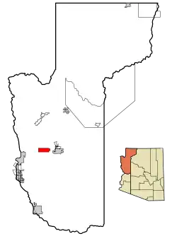 Location in Mohave County and the state of Arizona