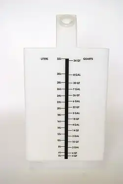 A mold in graphic molded into a liquid storage tank.