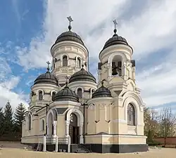 The "winter church" was raised in 1903, in a different architectural style (Neo-Byzantine style) during the Bessarabia Governorate