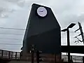 The clock tower feature on the western end of Mooroolbark station, October 2024