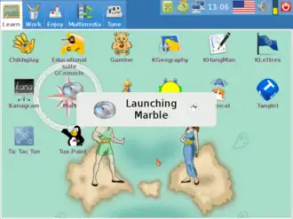 Screenshot of the main screen with the program "Marble" being launched