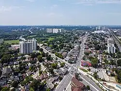 Aerial view of Mount Dennis in 2024