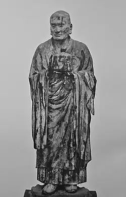Old sculpture of the scholar Asanga