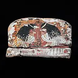 Painting of two kneeling, weeping women