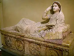 Sarcophagus of Larthia Seianthi, terracotta with traces of polychrome, Chiusi.