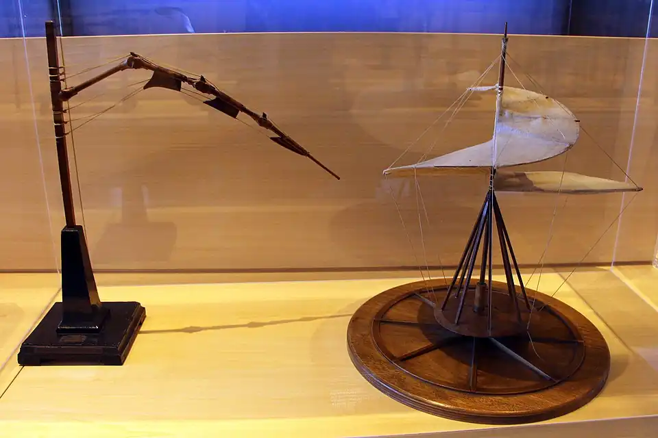 Modern models of Leonardo's aerial screw