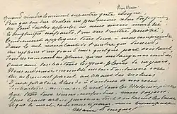 Manuscript poem by Dauguet.