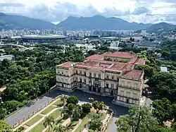 The palace with Maracanã Stadium in the background