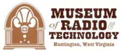 Brown logo with a diagram of an antique radio receiver and reading "Museum of Radio and Technology Huntington, West Virginia"