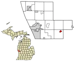 Location in Muskegon County and the state of Michigan