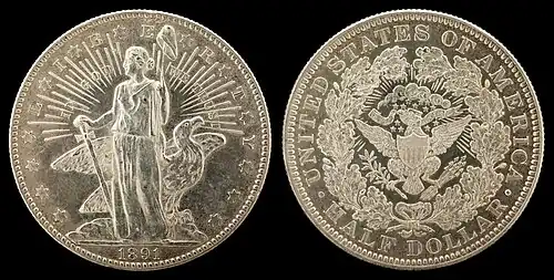 Barber's first obverse for the half dollar