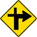 Priority road turns right