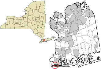Location in Nassau County and the state of New York.