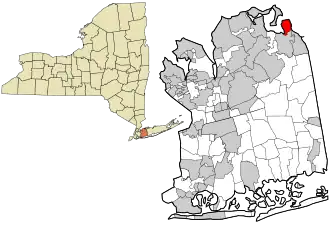 Location in Nassau County and the state of New York.