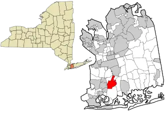 Location in Nassau County and the state of New York.