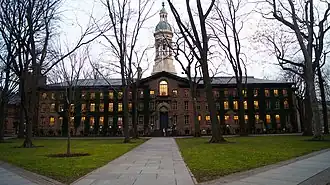 Photograph of Nassau Hall at Princeton University.