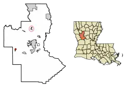 Location of Robeline in Natchitoches Parish, Louisiana.