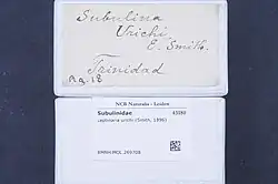 Written text accompanying a specimen