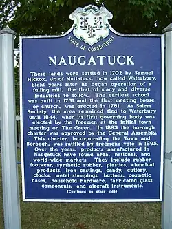 Town history sign found on the Naugatuck Green