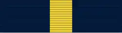 Navy blue ribbon with central gold stripe