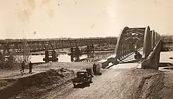 View of both, railway and road bridges