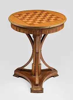 Chess table; 1825–1835; carpentry veneering inlay; height: 77&nbsp;cm; National Museum of Warsaw