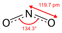 Skeletal formula of nitrogen dioxide with some measurementsEP