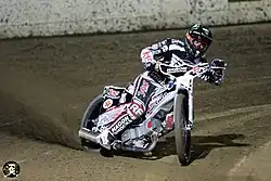 photo of this person during a race on a motorcycle