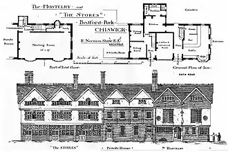Shaw's plan for Bedford Park Stores and Hostelry 1880