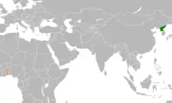 Map indicating locations of North Korea and Togo