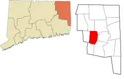 Hampton's location within the Northeastern Connecticut Planning Region and the state of Connecticut