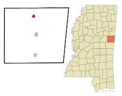 Location of Brooksville, Mississippi