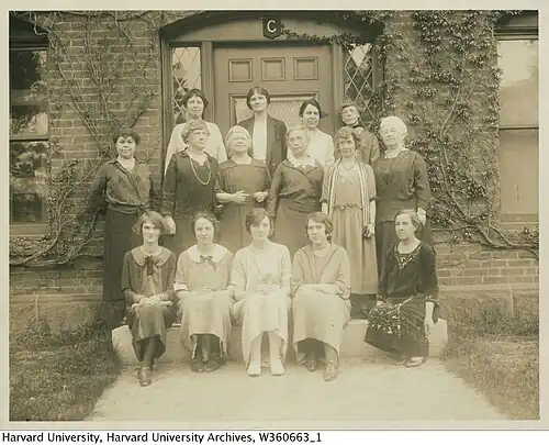 A cross-generational group photo of the women who worked at Harvard. This was taken in 1925. It is a photo that tells the end of women computers and the beginning of women scientists. Back row: Margaret Harwood, Cecilia Payne, Arville D. Walker, Edith F. Gill. Middle row: Lillian L. Hodgdon, Annie Jump Cannon, Evelyn Leland, Ida E. Woods, Mabel Gill, Florence Cushman. Bottom row: Agnes M. Hoovens, Mary B. Howe, Harvia H. Wilson, Margaret Walton Mayall, Antonia C. Maury. This description is based on http://hea-www.harvard.edu/~fine/Observatory/eleland.html#AsWeWere Photo credit: HUPSF Observatory (19), olvwork360663. Harvard University Archives.