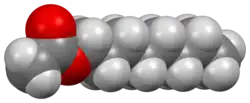 Space-filling model of the octyl acetate molecule