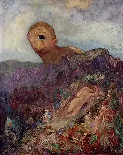 The Cyclops; by Odilon Redon; c.1914; oil on cardboard on panel; 64 x 51 cm; Kröller-Müller Museum (Otterlo, the Netherlands)[231]