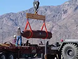 MOP being offloaded in preparation for its first explosive test, 2007.