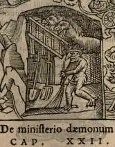 Dæmon or a tomte/nisse sweeping stable