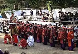 People in traditional Japanese court dress.