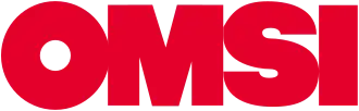 The words "OMSI" in large font. The letters are all in red.
