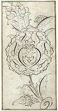 Ornamental drawing of a palmette, from an album (muraqqa) in Topkapı Palace Library, H. 2147 f. 23v