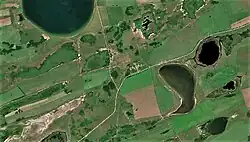 Osinniki between the two lakes named Gorkoye Sentinel-2 image