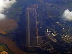 Aerial view of the former Ota Air Base in April 2019
