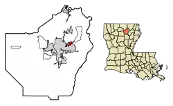Location of Lakeshore in Ouachita Parish, Louisiana.